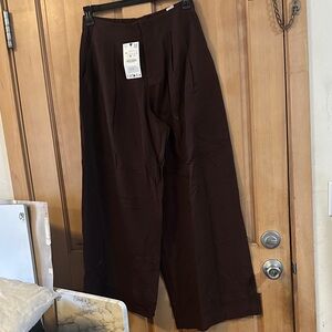 Zara Women's Chocolate Wide Leg Trousers